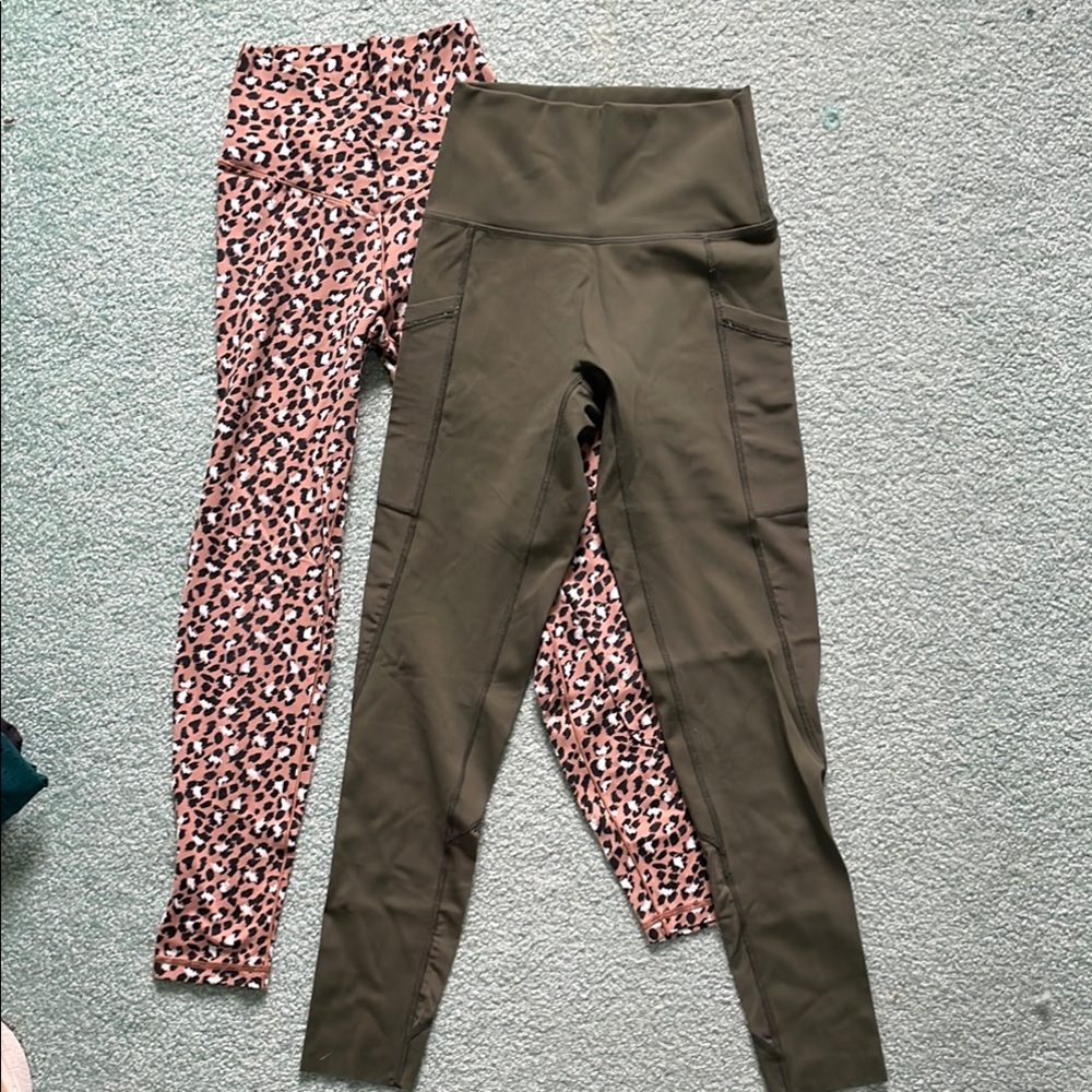 Leopard Print and Olive Green Leggings